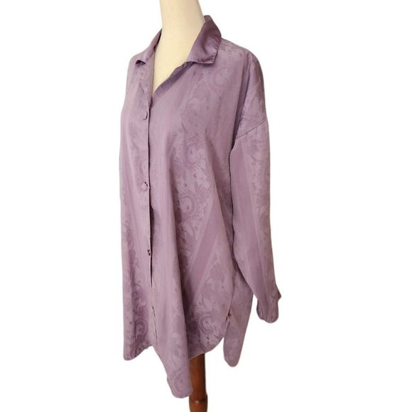 VICTORIA'S Secret Gold Label Vintage Grey Jacquard Night Shirt Medium/Large - Picture 3 of 7